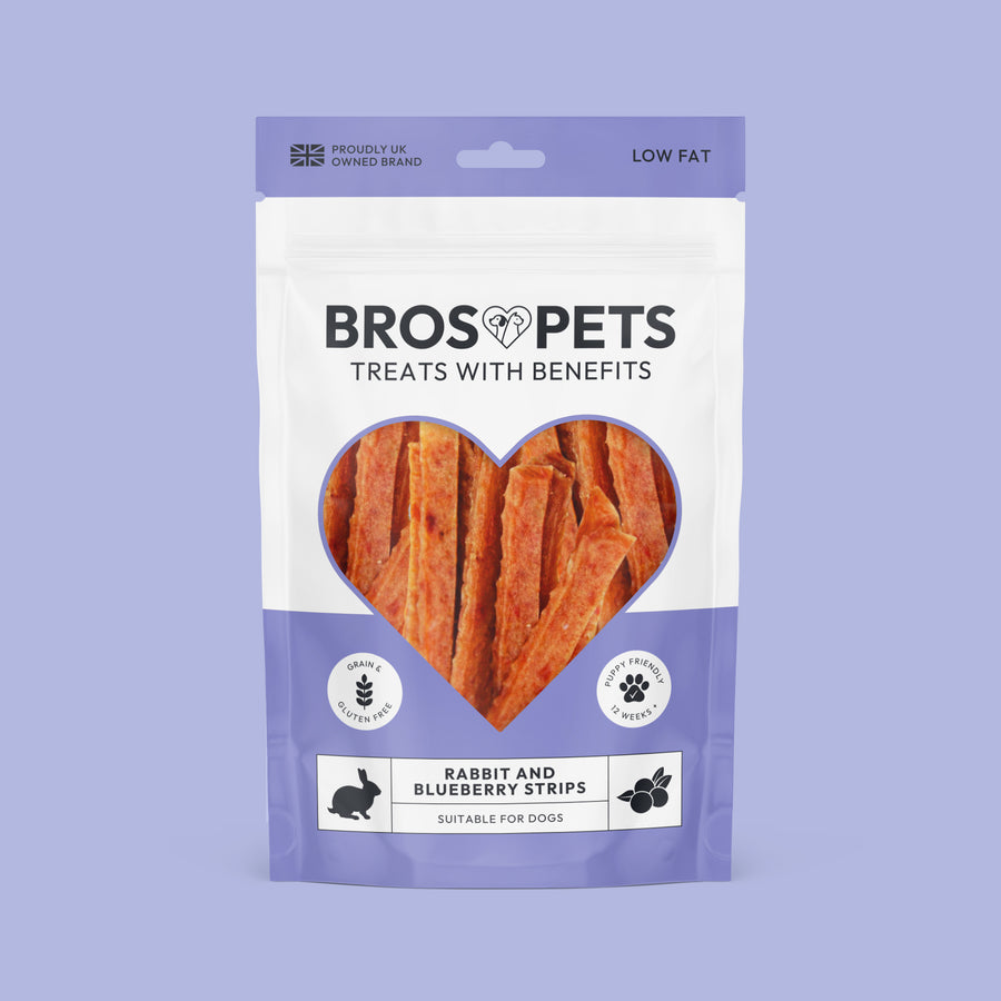 Rabbit & Blueberry Strips Natural treats (10 x 100g)
